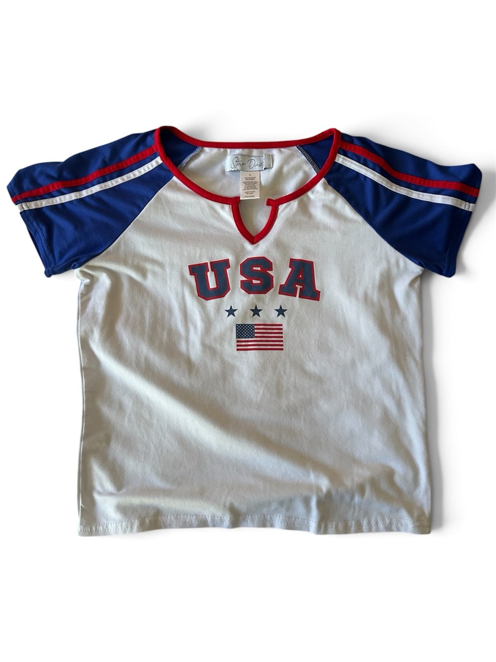USA Graphic Teen Tee in White, Blue & Red